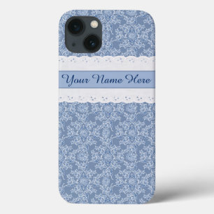 Custom Indigo Blue Floral Imitate Lace iPad Fall Case-Mate iPhone Hülle