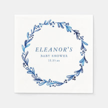 Custom Indigo Blue Ink Botanical Baby Shower