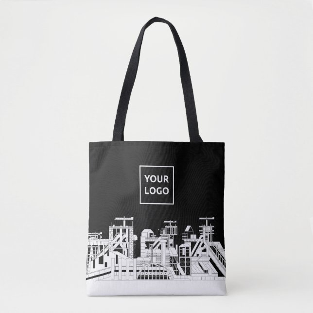 Custom Industrial Skyline Tote Bag with Logo (Vorderseite)