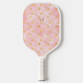 Custom Initial Barbie Pink Gold Floral Celestial Pickleball Schläger