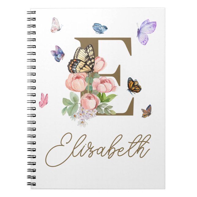 Custom Initial Butterfly Notebook Geschenk Notizblock (Vorderseite)