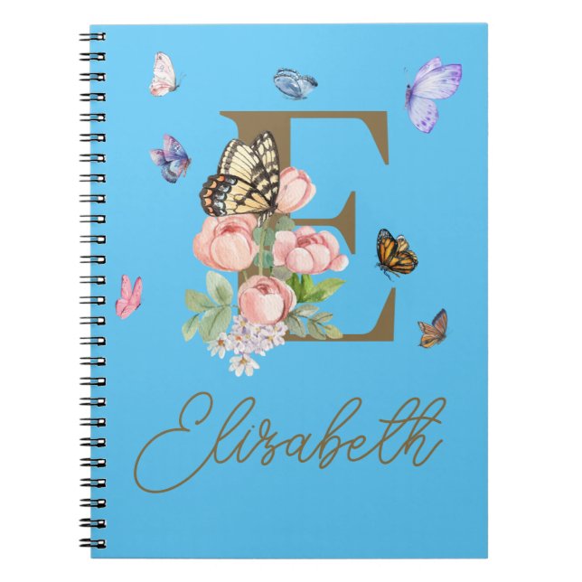 Custom Initial Butterfly Notebook Geschenk Notizblock (Vorderseite)