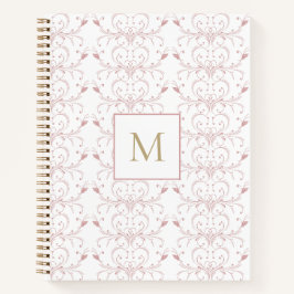 Custom Initial Dusty Rose Botanical Butterfly  Notizbuch