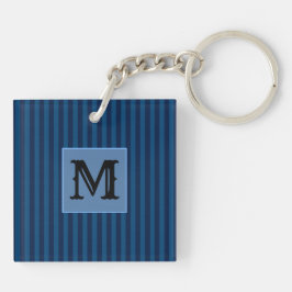Custom Initial, Navy Blue Stripes Acrylic Keychain Schlüsselanhänger