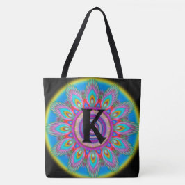 Custom Initial psychedelic Large Tasche BLACK