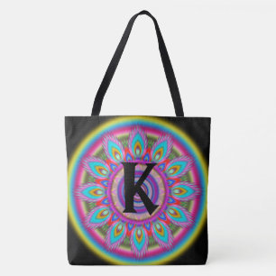 Custom Initial psychedelic Large Tasche BLACK 2