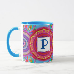 Custom Initial Psychedelic Regenbogenkaffee Tasse