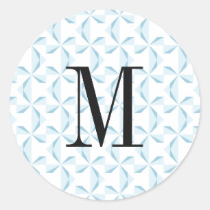 Custom Initial Sky Blue Pinwheels Runder Aufkleber