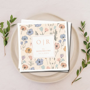 Custom Initial Spring Floral Wedding Napkins Serviette