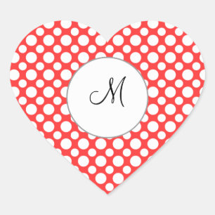 Custom Initial White Polka Dots auf Red Sticker