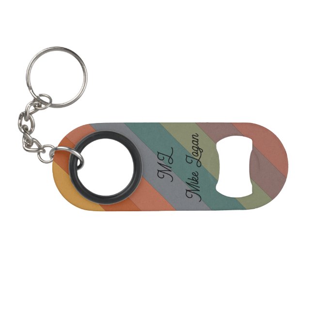 Custom Initials Bottle Opener Gift for Him Mini Flaschenöffner (Vorderseite (Horizontal))