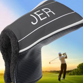 Custom Initials Elegant Golfer Moderner Grauer Put Golf Headcover