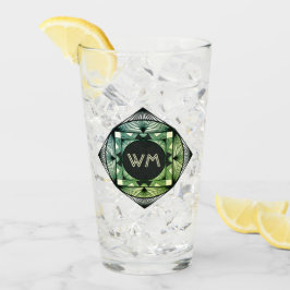 Custom Initials Elegante Manly Green Chic Art Deco Glas