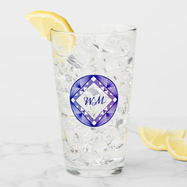 Custom Initials Elegantes Lila Design Glas (Vorderseite Ice)