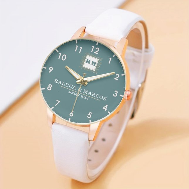 Custom initials floral anniversary monogramed armbanduhr (Von Creator hochgeladen)