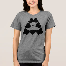Custom Initials Heart Triangle Ladies Tri-Blend Shirt