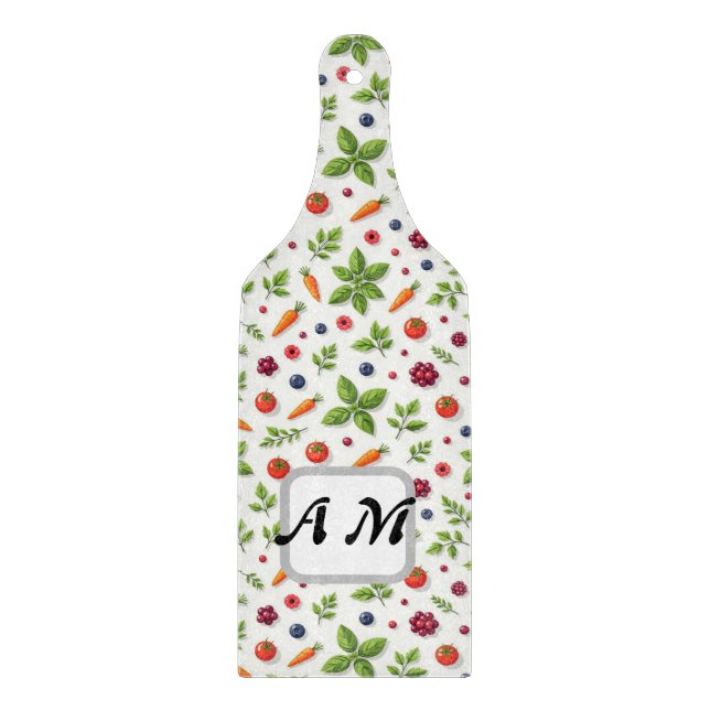  Custom initials Herbs seamless pattern  Schneidebrett (Vorderseite)