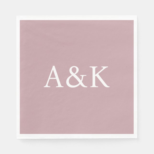 Custom Initials on Dusty Rose Mauve Wedding Serviette (Vorderseite)