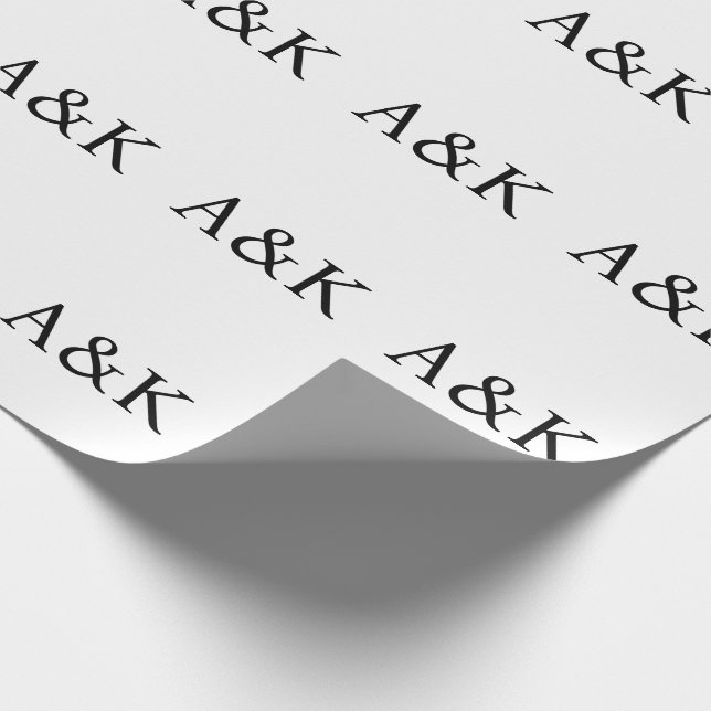 Custom Initials on White Wedding Gift Geschenkpapier (Ecke)
