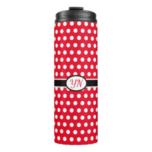 Custom Initials Polka Dot Thermal Tumbler Thermosbecher