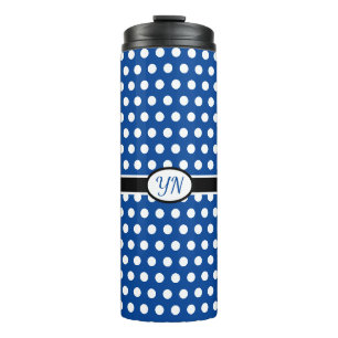 Custom Initials Polka Dot Thermal Tumbler Thermosbecher