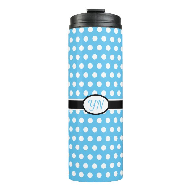 Custom Initials Polka Dot Thermal Tumbler Thermosbecher (Vorderseite)