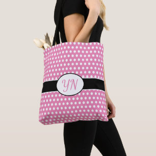 Custom initials Polka Dot Tote Bag