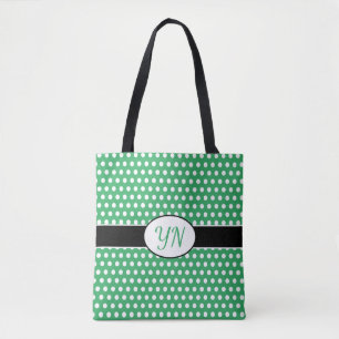 Custom initials Polka Dot Tote Bag
