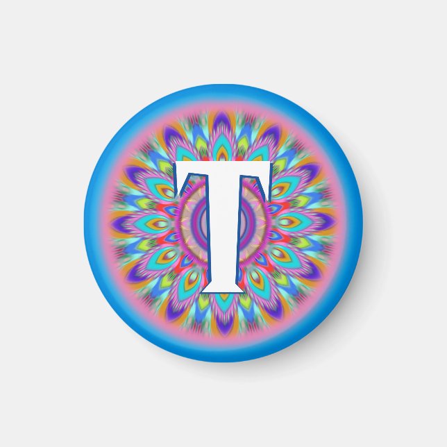 Custom initials psychedelische Kühlschrankmagnet B Magnet (Vorne)