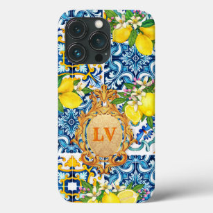 Custom Initials Sizilian Tiles Citrus Baroque Case-Mate iPhone Hülle