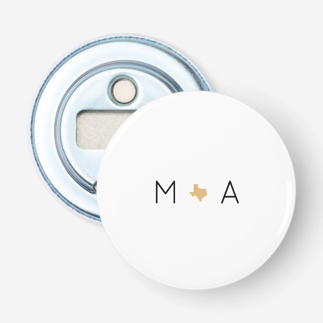 Custom Initials Texas Wedding Monogram Bevorzugung Flaschenöffner (Vorderseite)