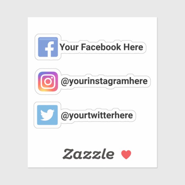 Custom Instagramm Facebook Twitter Social Media Aufkleber (Blatt)