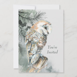 Custom Invite Retirement Party Barn Owl Art Einladung