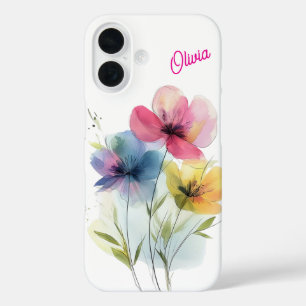 Custom Iphone 16 Phone Case Wasserfarbe Floral