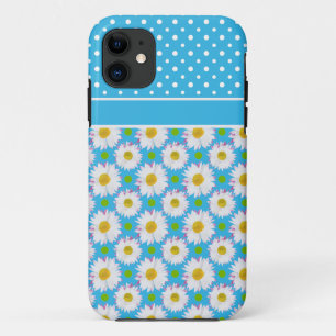 Custom iPhone 5 Xtreme Fall: Polkas, Daisies, Blue iPhone 11 Hülle