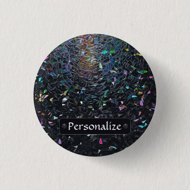 Custom Iridescent Abstract Stained Glass Pattern Button (Vorderseite)
