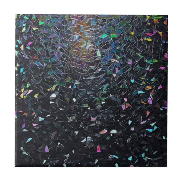 Custom Iridescent Abstract Stained Glass Pattern Fliese (Vorderseite)