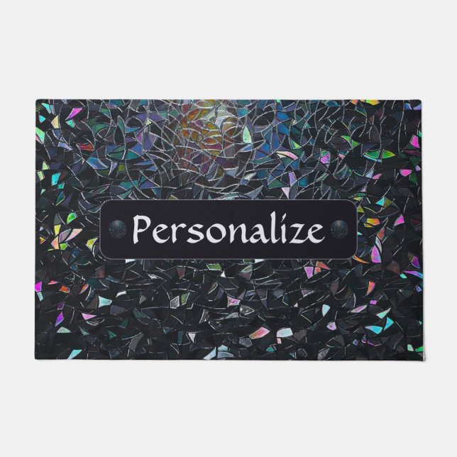 Custom Iridescent Abstract Stained Glass Pattern Fußmatte (Vorderseite)