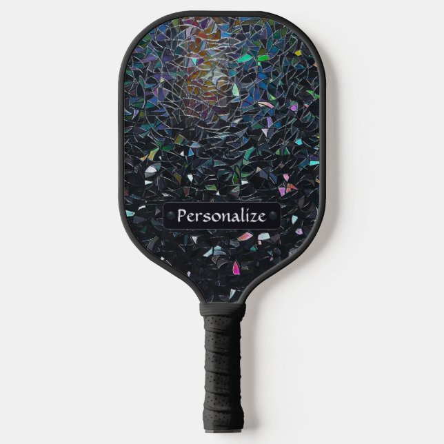 Custom Iridescent Abstract Stained Glass Pattern Pickleball Schläger (Vorderseite)