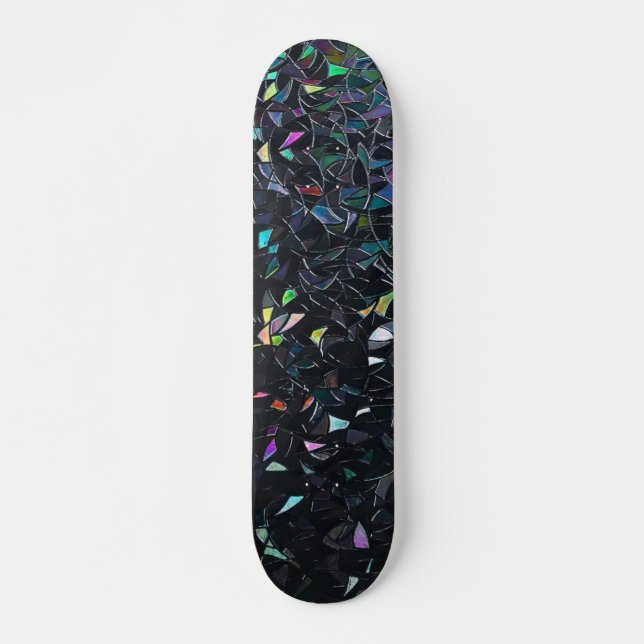 Custom Iridescent Abstract Stained Glass Pattern Skateboard (Vorne)