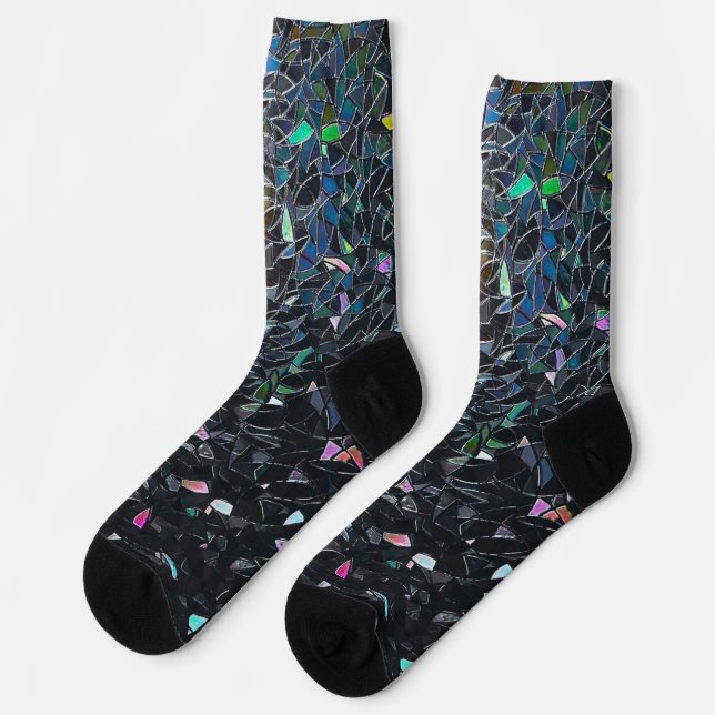 Custom Iridescent Abstract Stained Glass Pattern Socken (Linkes Detail)