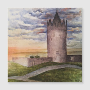 Custom Irish Castle Landschaft Wasserfarben Magnetkarte