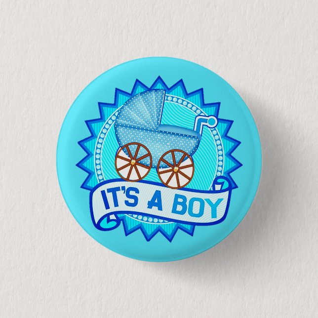Custom IT is a BOY Baby Gender Reveal Party Button (Vorderseite)