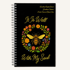 Custom "It is well with my Soul" Boho Honeybee Notizbuch