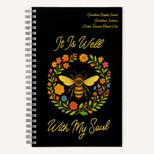 Custom "It is well with my Soul" Boho Honeybee Notizbuch
