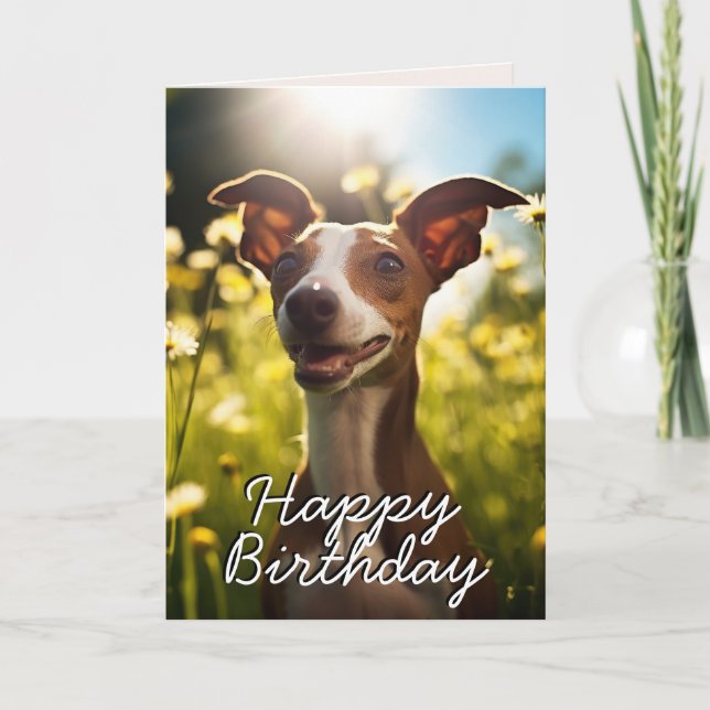 Custom Italian Greyhound Happy Birthday Card Dankeskarte (Vorderseite)