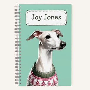 Custom Italian Greyhound Watercolor Xmas Sweater Notizbuch