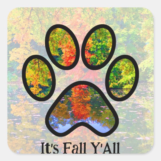 Custom It'all Paw Cat Dog Niedlich Foliage Quadratischer Aufkleber (Vorderseite)