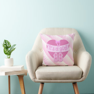 Custom It's a girl Pink Heart Baby Shower PLdesign Kissen