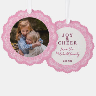 Custom Ivory White Mandala Kranz auf Rosa Ornament Karte